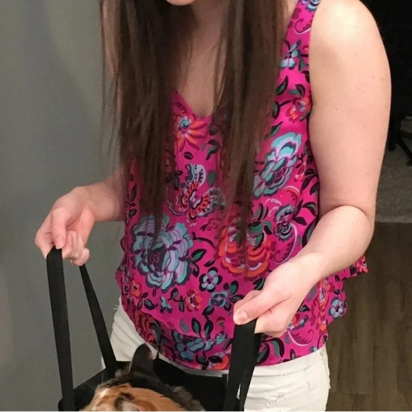 Tristan flowy floral satin shirt in amazing hot pink! - Picture 5 of 6